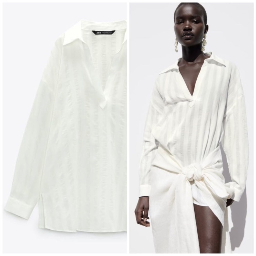 $15*- ZARA STRIPED FABRIC SHIRT
